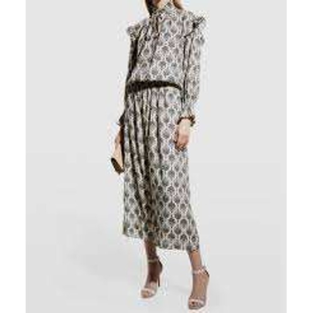 Finley Maxi Dress S Vintage Medallion Print Smocked Waist USA Made Boho Prairie‎